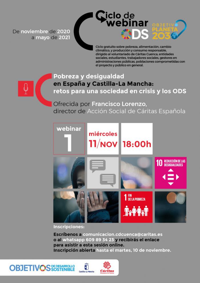 Cáritas Cuenca trata en un webinar la pobreza y desigualdad en España en el marco de los objetivos de desarrollo sostenible