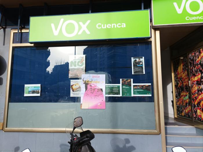 Segundo acto vandálico, en menos de un mes, contra la sede de Vox en Cuenca