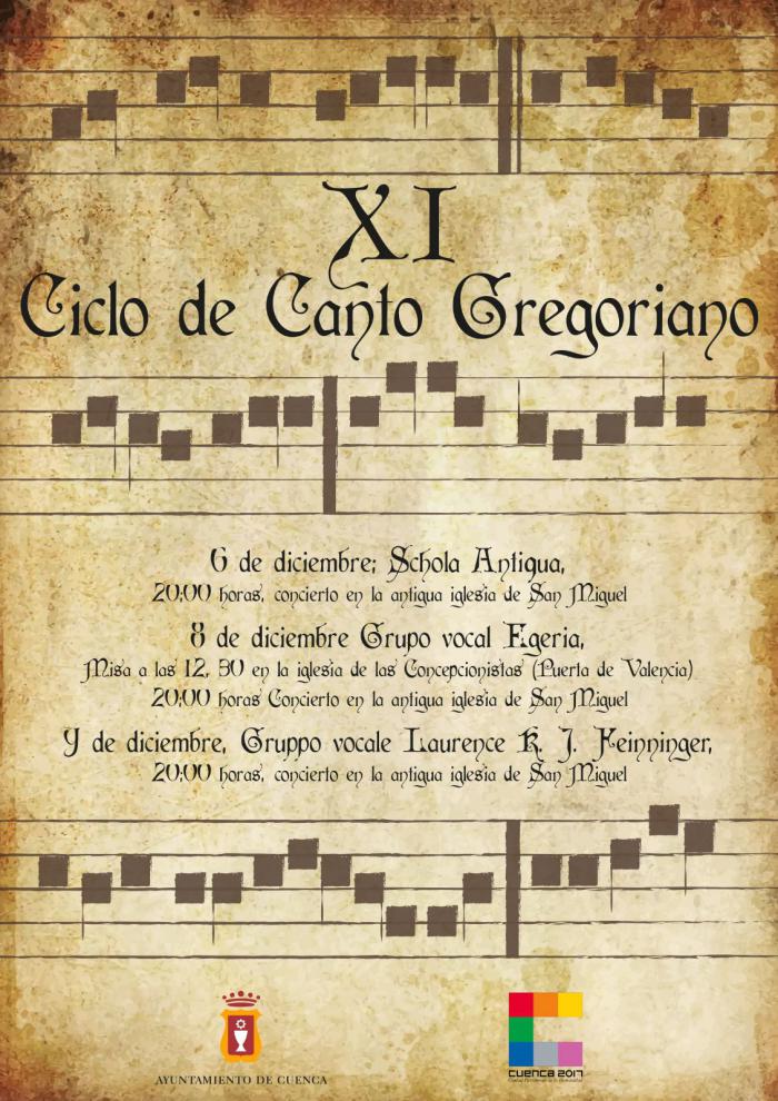 Tres conciertos y una misa componen la programación de la XI edición del Ciclo de Canto Gregoriano
