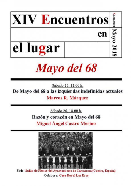 XIV Encuentros en el lugar, en Carrascosa. «Mayo del 68»