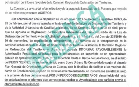 Cuenca en Marcha advierte que la ley establece que los aparcamientos en los terrenos de ADIF “deberán derribarse en cuatro años”