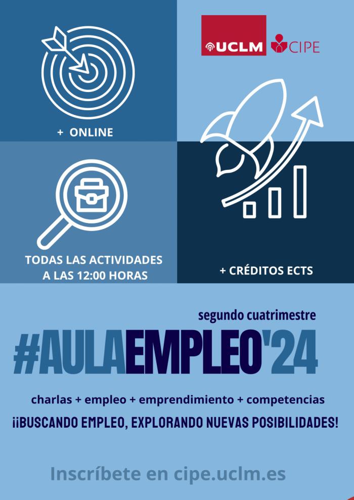 La UCLM ofrece una nueva edición del programa #AulaEmpleo, formación en línea en materia de empleo y el emprendimiento