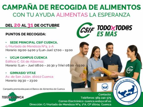 CSIF lanza en Cuenca una campaña solidaria de recogida de alimentos bajo el lema ‘Tu solidaridad alimenta esperanza’