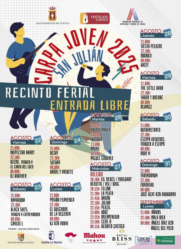Conciertos, tributos y grupos locales animarán las noches de la Feria de Cuenca en la Carpa Joven