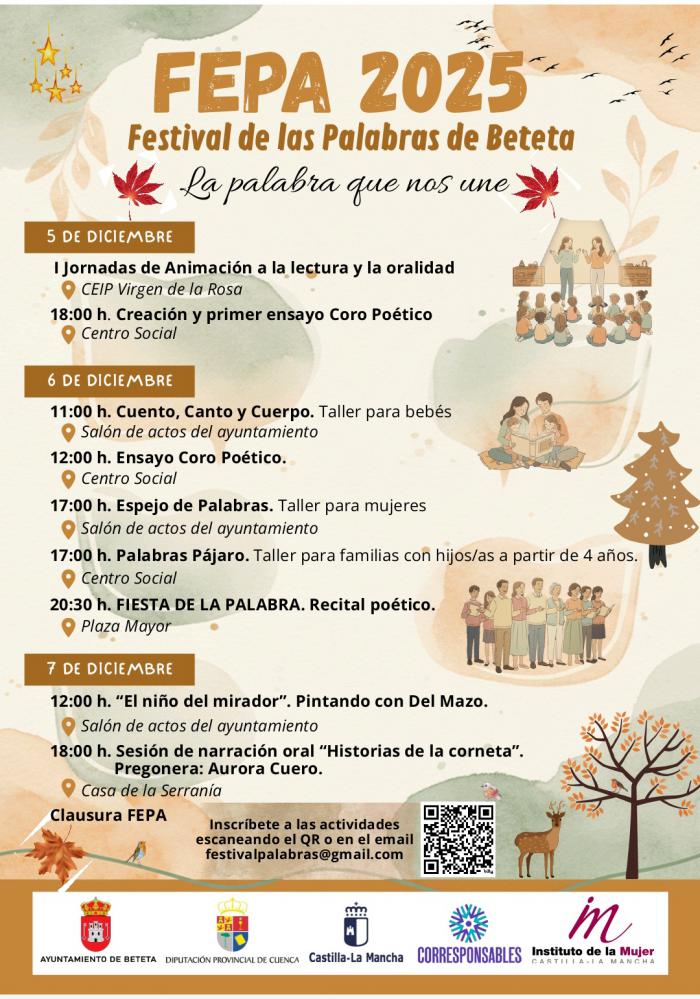 Beteta celebra la segunda edición del Festival de las Palabras con talleres, narración y un coro poético popular