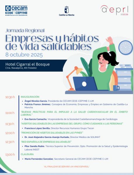 CEOE CEPYME Cuenca destaca la jornada sobre “Empresas y hábitos de vida saludables” que se celebrará el 8 de octubre en Toledo