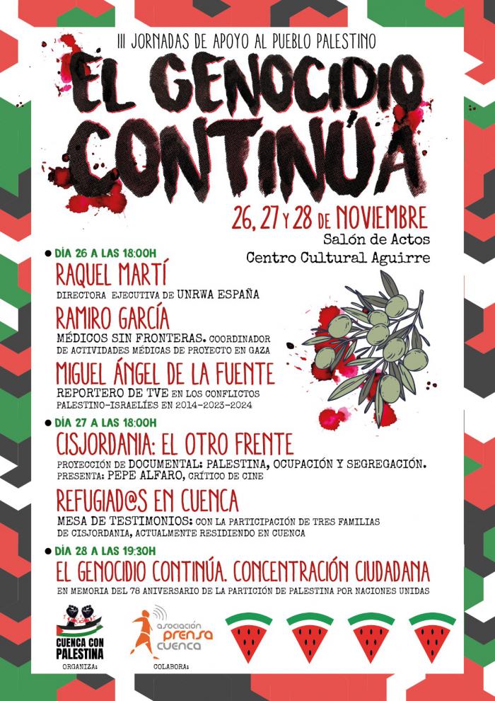 Cuenca acoge las III Jornadas de apoyo al pueblo palestino del 26 al 28 de noviembre
