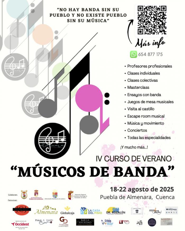 Puebla de Almenara fortalece su legado musical con una nueva edición de su Curso de Verano para Músicos de Banda
 