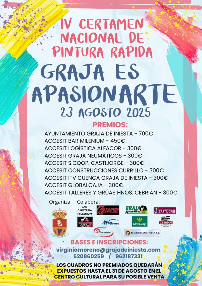 El IV Certamen Nacional de Pintura Rápida llenará de color y talento las calles de Graja de Iniesta