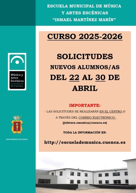 Este martes 22 de abril arranca el plazo para nuevas inscripciones en la Escuela Municipal de Música y Artes Escénicas
