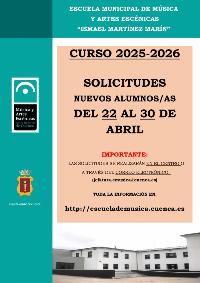 La Escuela Municipal de Música y Artes Escénicas abrirá el plazo para nuevas inscripciones el 22 de abril