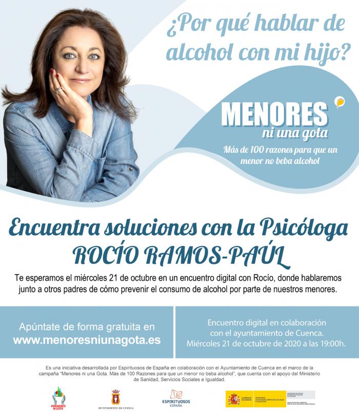 Rocío Ramos-Paúl, Supernanny, mantendrá un encuentro on line con familias de Cuenca para abordar la prevención del consumo de alcohol entre sus hijos menores