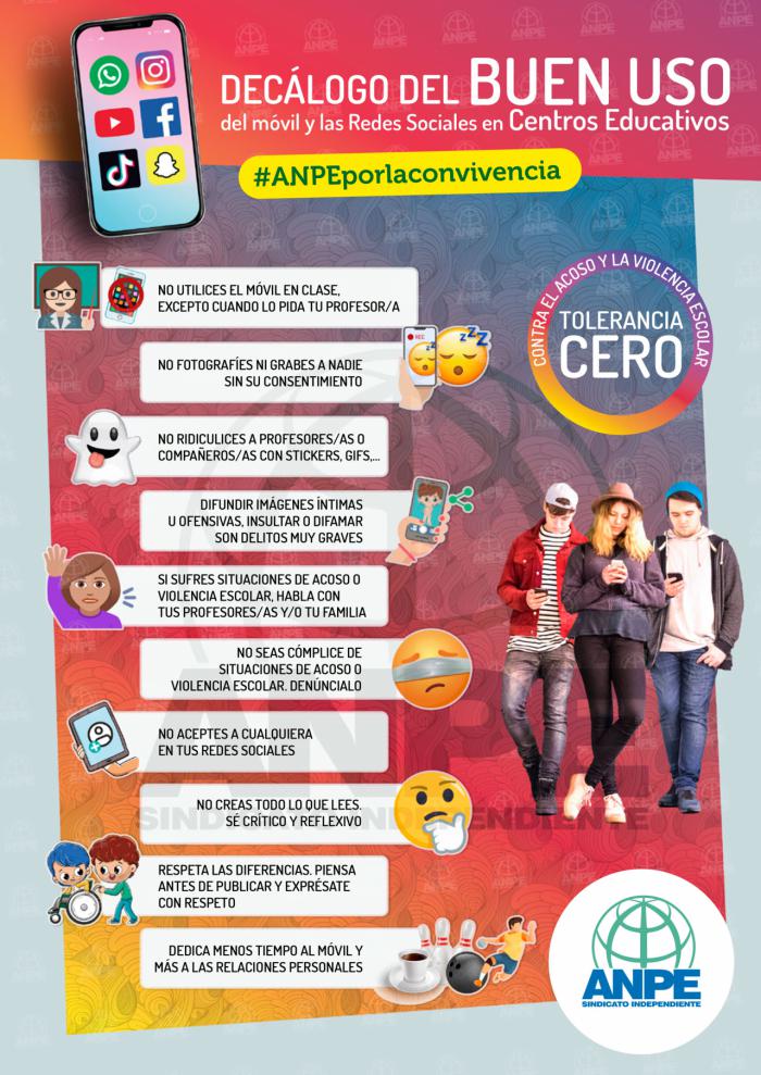ANPE lanza una campaña sobre el buen uso del móvil y las redes sociales en los centros educativos
