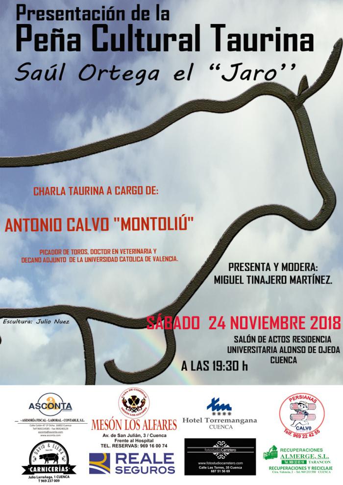 Montoliú, picador de toros y veterinario, ofrecerá una conferencia en la presentación de la Peña Cultural Taurina Saúl Ortega
