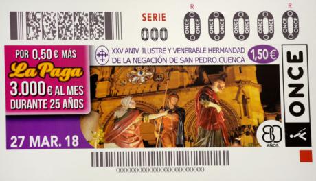 El XXV Aniversario de la Fundación de la Ilustre y Venerable Hermandad de La Negación de San Pedro en el cupón de la ONCE