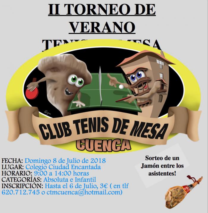 El 8 de Julio se celebra en la capital conquense el II torneo de Verano de Tenis de Mesa
