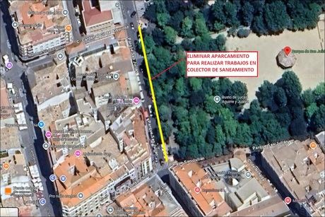 Corte de aparcamiento en San Julián por trabajos de mantenimiento del colector municipal