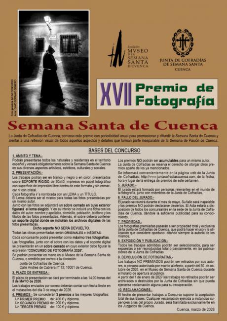 Abierto el plazo para participar en el XVII Premio de Fotografía de la Semana Santa de Cuenca