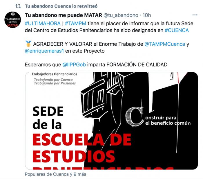 Trabajadores de instituciones penitenciarias celebran la designación de Cuenca como sede del Centro de Estudios Penitenciarios