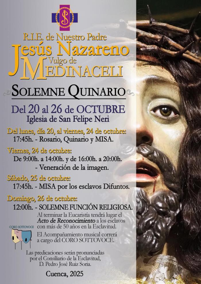 La Esclavitud de Jesús de Medinaceli celebra esta semana el solemne Quinario en honor a su Titular en San Felipe Neri