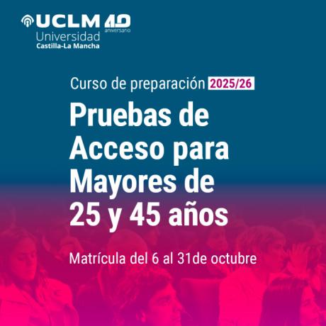 La UCLM abre matrícula para el curso online de preparación a las pruebas de acceso para mayores de 25 y 45 años