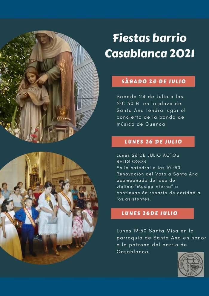 El barrio de Casablanca clausura este lunes sus fiestas con dos actos religiosos en honor a su patrona, Santa Ana