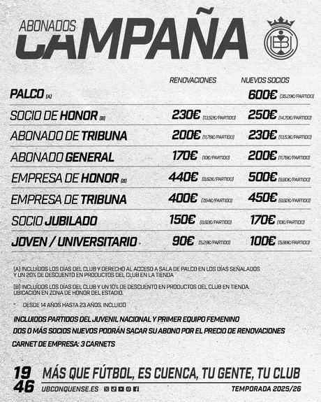 La UB Conquense lanza su campaña de abonados para una nueva e ilusionante temporada