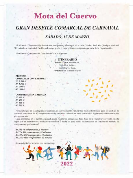 Todo listo en Mota para volver a disfrutar del mejor Carnaval de la Comarca