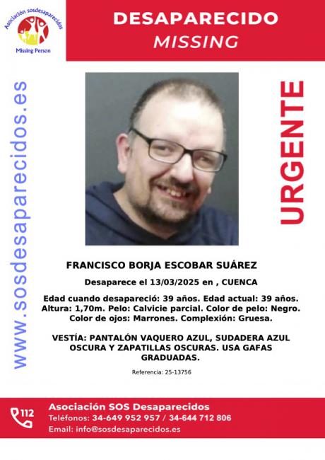 Continúa la búsqueda de Francisco Borja Escobar Suárez