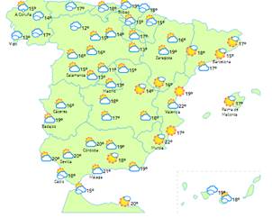 Previsión viernes a las 12.00 hrs