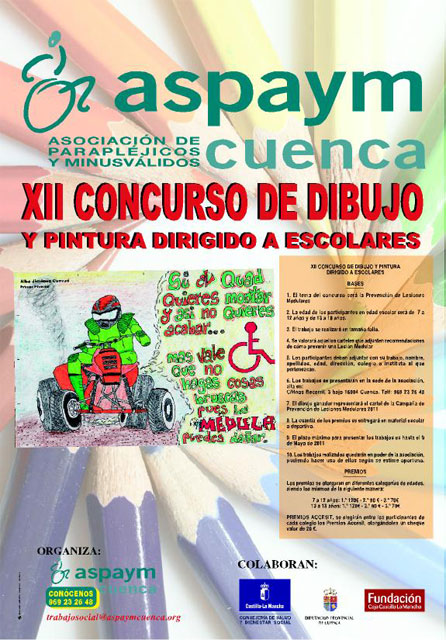 Aspaym Cuenca pone en marcha el XII Concurso de Dibujo para la prevención de Lesiones Medulares