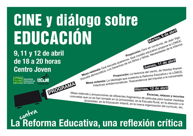Los días 9, 11 y 12 de abril se celebrarán en Cuenca las jornadas 'Cine y diálogo sobre educación'