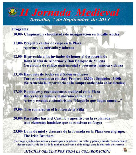  Torralba celebra el 7 de septiembre su II Jornada Medieval