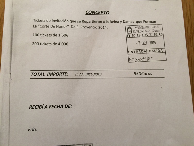 El PP de El Provencio denuncia que el anterior Equipo de Gobierno socialista gastó, a cargo del Ayuntamiento, 950 euros en consumiciones