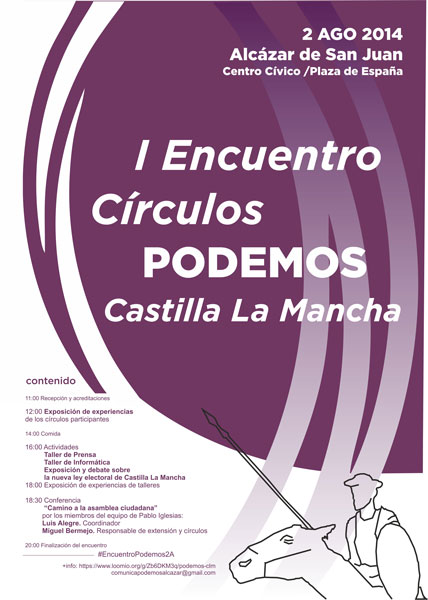Alcázar acogerá el I Encuentro de Círculos Podemos de Castilla-La Mancha