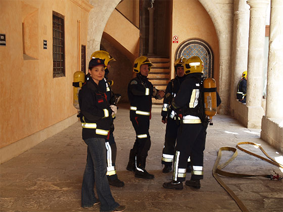 Simulacro de incendio en el  Palacio Episcopal