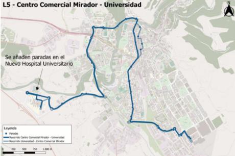 La llegada de los primeros pacientes al Hospital Universitario de Cuenca impulsa la ampliación de la línea 5 de transporte urbano