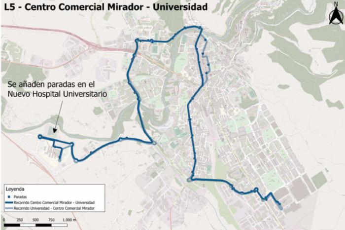 La llegada de los primeros pacientes al Hospital Universitario de Cuenca impulsa la ampliación de la línea 5 de transporte urbano