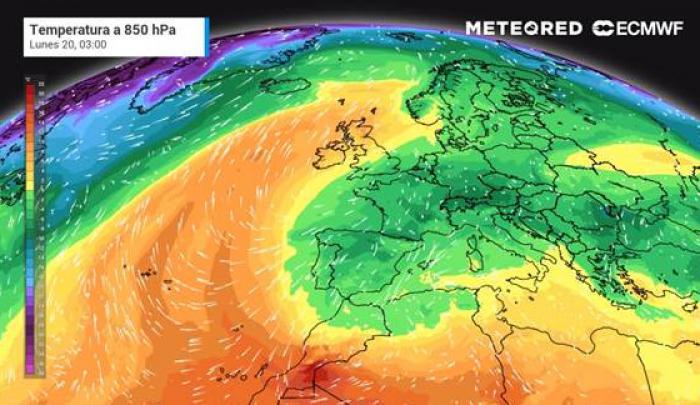 Lengua de aire frío abrazando la Península Ibérica en la madrugada del lunes