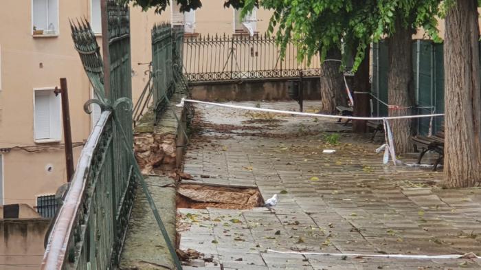 El Ayuntamiento acomete una actuación de urgencia en el muro de la calle Ramiro de Maeztu