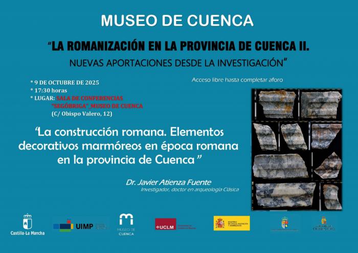 El Museo de Cuenca acoge una conferencia sobre los elementos decorativos marmóreos en la construcción romana