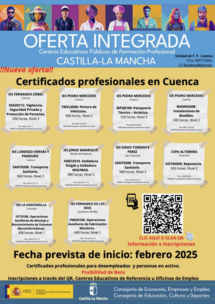 Educación invierte 488.000 euros en ampliar la oferta de FP de la provincia con diez nuevos certificados de profesionalidad