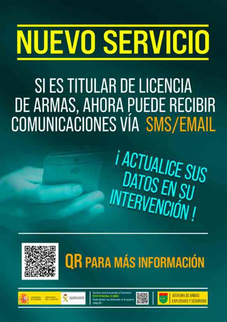 Las Intervenciones de Armas y Explosivos de la Guardia Civil comienzan a informar a los ciudadanos por email y SMS