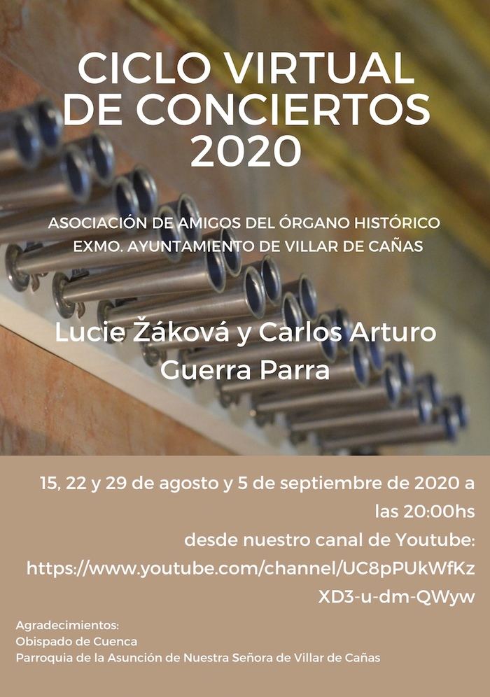 El órgano histórico de Villar de Cañas podrá disfrutarse online en un ciclo de cuatro conciertos desde su cuenta de YouTube