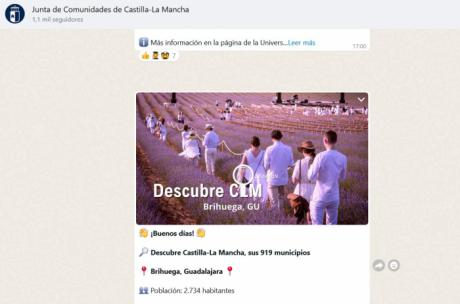 El canal oficial en Whatsapp del Gobierno de la Junta suma cerca de 1.400 seguidores desde su puesta en marcha