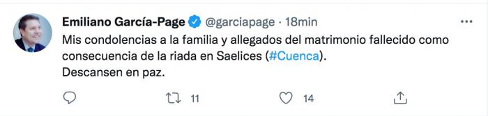 García-Page expresa sus condolencias por los fallecidos en la riada de Saelices