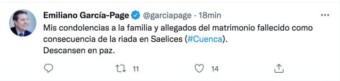 García-Page expresa sus condolencias por los fallecidos en la riada de Saelices