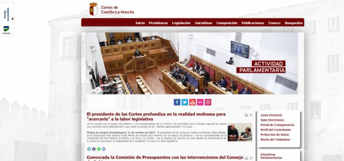 Las Cortes regionales renuevan el diseño de la web y reimpulsan sus redes sociales
