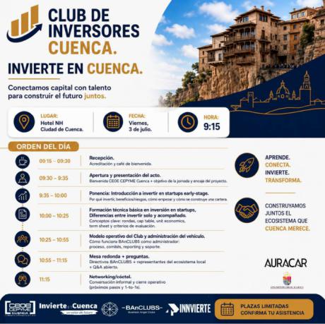 Empresarios e inversores se reunirán en Cuenca para crear un Club de Inversores
