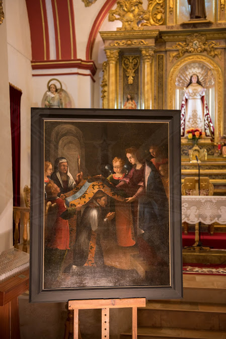 Huete recupera la pintura restaurada de “La Virgen impone la casulla a San Ildefonso”